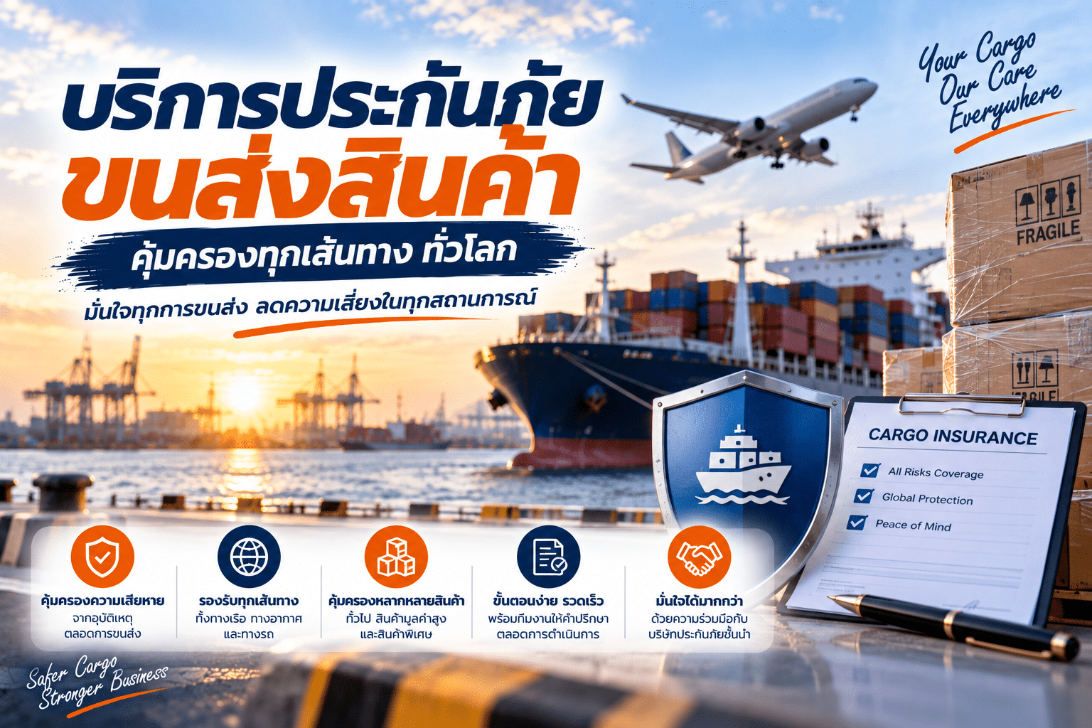ประกันภัยขนส่งสินค้าทางเรือ ทางอากาศ และทางบก