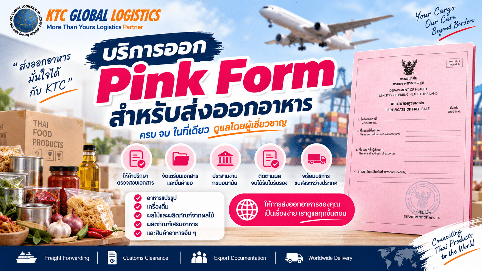 บริการออก Pink Form สำหรับส่งออกอาหาร