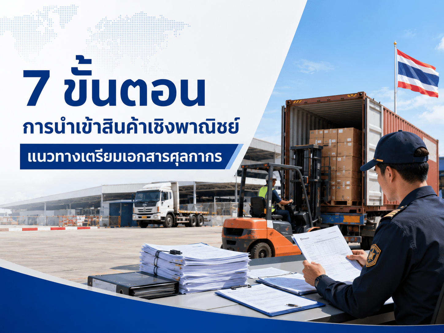 ภาพประกอบ 7 ขั้นตอนการนำเข้าสินค้าเชิงพาณิชย์ พร้อมการเตรียมเอกสารศุลกากรและขนถ่ายสินค้าจากตู้คอนเทนเนอร์