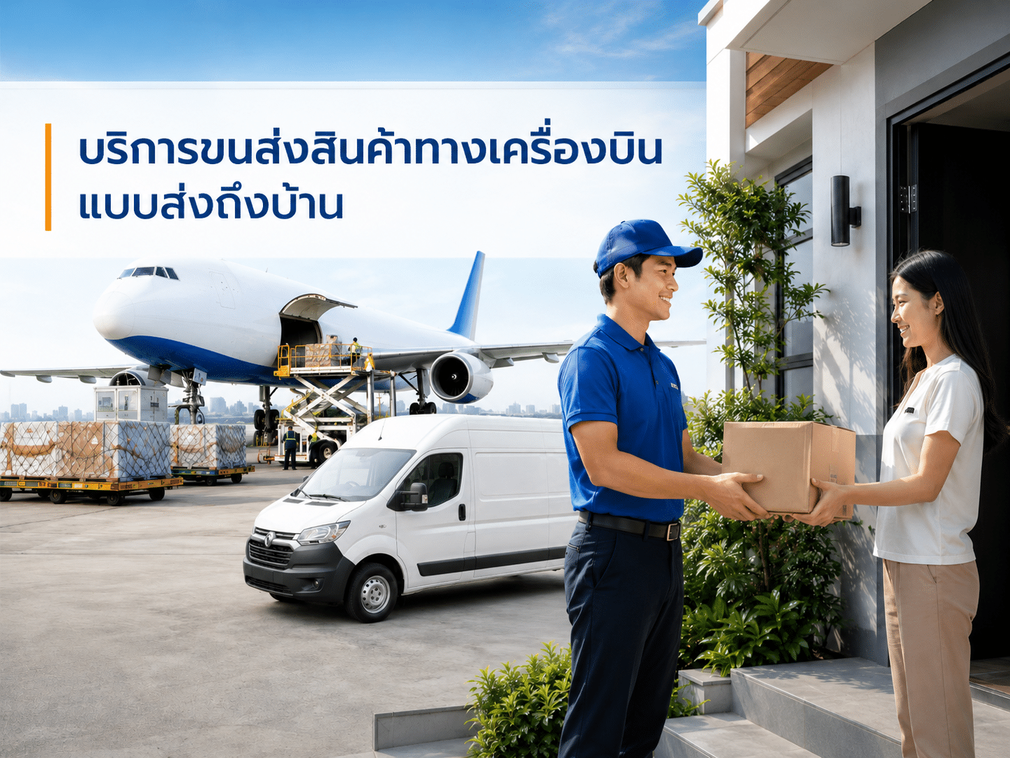บริการขนส่งสินค้าทางเครื่องบินพร้อมรถจัดส่งพัสดุถึงบ้านลูกค้า