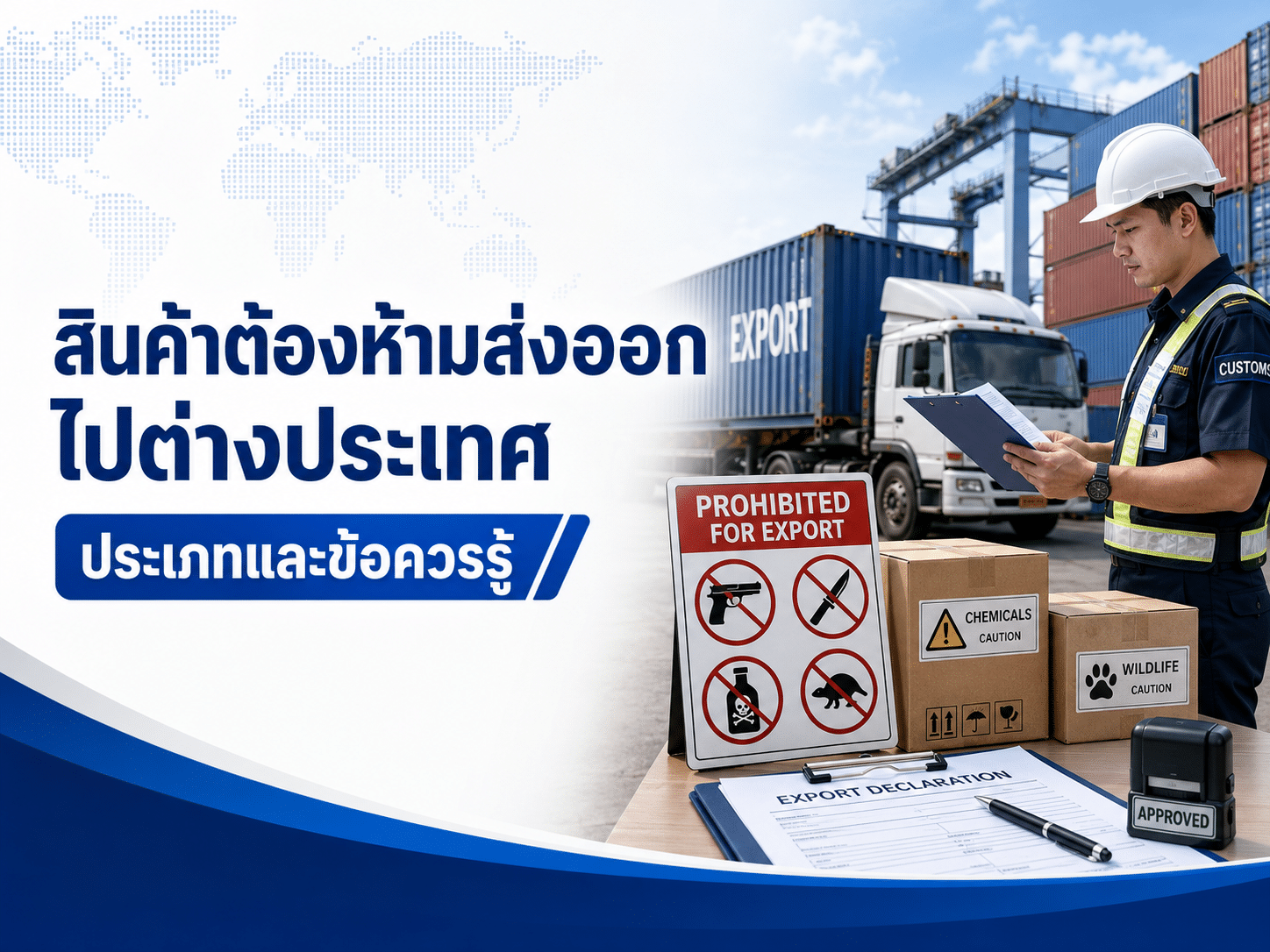 ภาพประกอบบทความเกี่ยวกับสินค้าต้องห้ามส่งออกไปต่างประเทศ พร้อมข้อมูลประเภทสินค้าและข้อควรรู้ด้านกฎหมาย